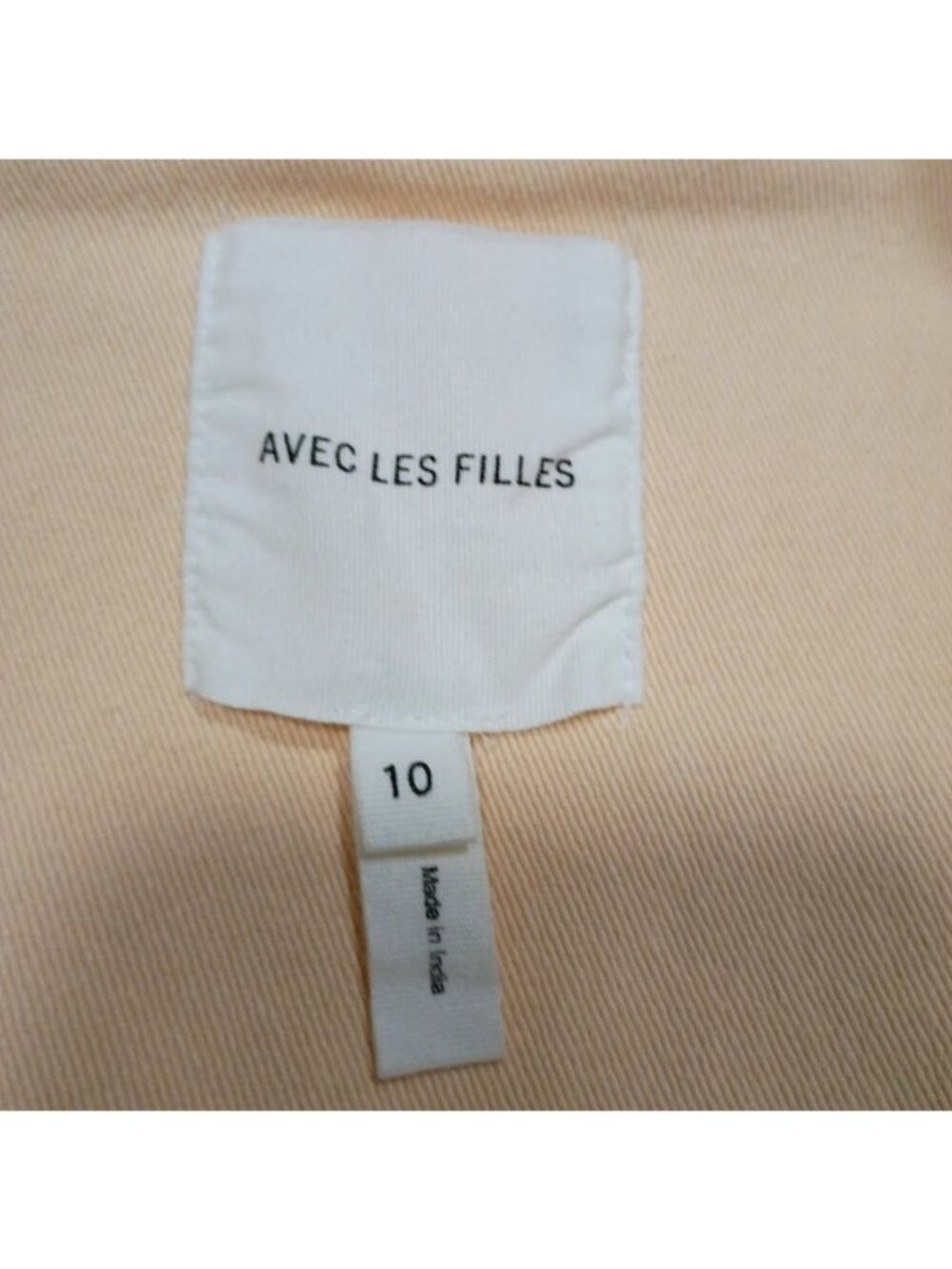 Avec Les Filles Light Peach Denim Jacket Size 10 Cropped Fit - Picture 5 of 13